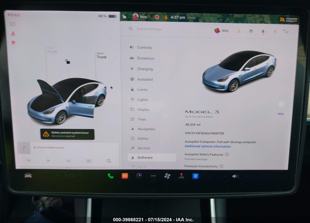 2020 TESLA MODEL 3 STANDARD RANGE PLUS REAR-WHEEL DRIVE/STANDARD RANGE REAR-WHEEL DRIVE VIN: 5YJ3E1EA0LF658705
