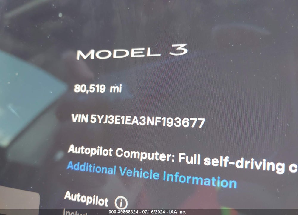 2022 TESLA MODEL 3 REAR-WHEEL DRIVE VIN: 5YJ3E1EA3NF193677