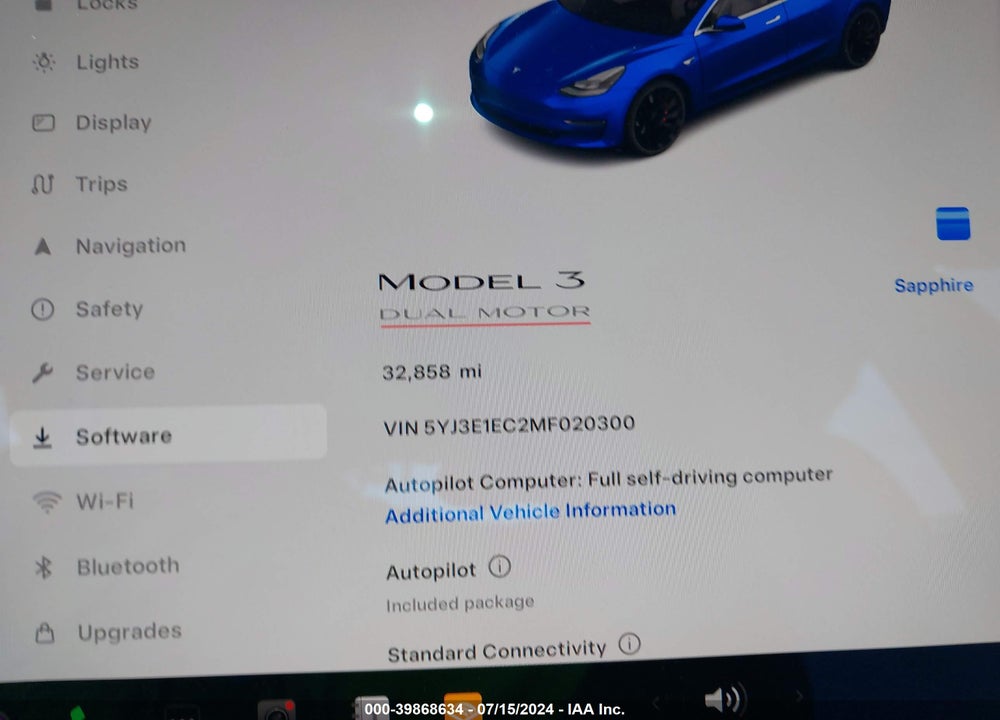 2021 TESLA MODEL 3 PERFORMANCE DUAL MOTOR ALL-WHEEL DRIVE VIN: 5YJ3E1EC2MF020300