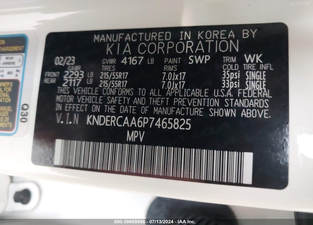 2023 KIA SELTOS EX VIN: KNDERCAA6P7465825