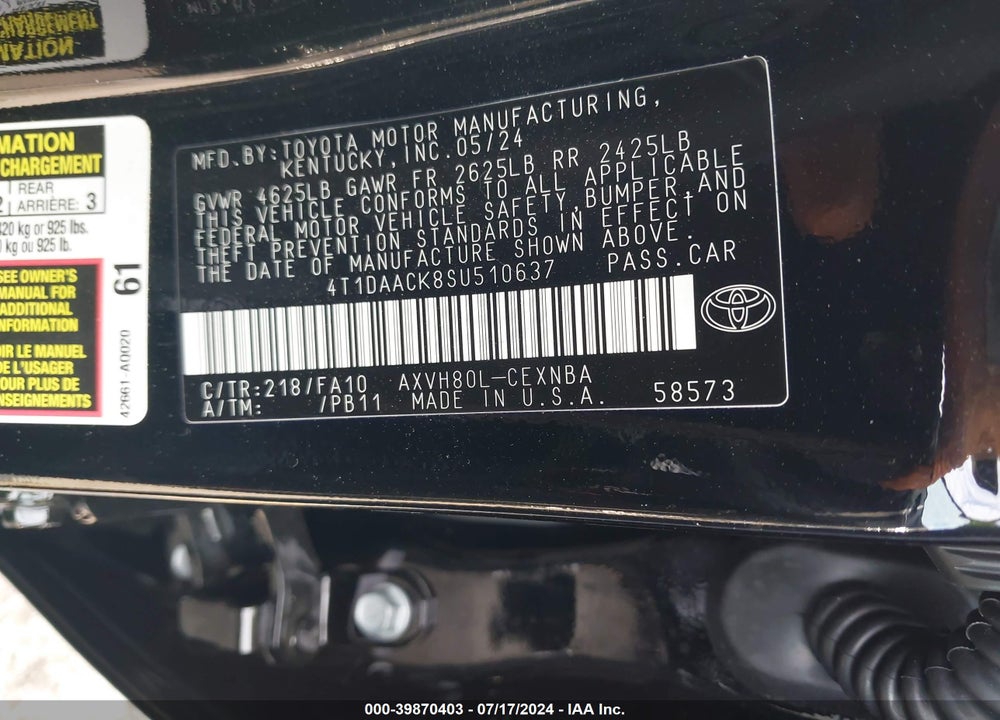 2025 TOYOTA CAMRY LE VIN: 4T1DAACK8SU510637