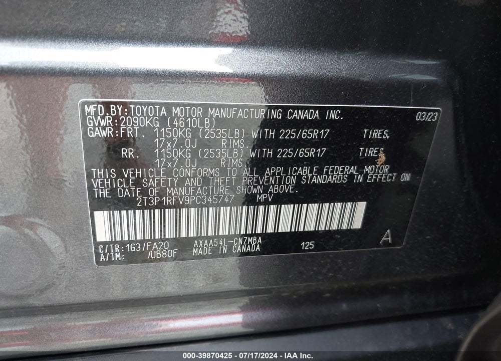 2023 TOYOTA RAV4 XLE VIN: 2T3P1RFV9PC345747
