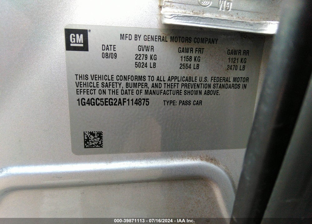 2010 BUICK LACROSSE CXL VIN: 1G4GC5EG2AF114875
