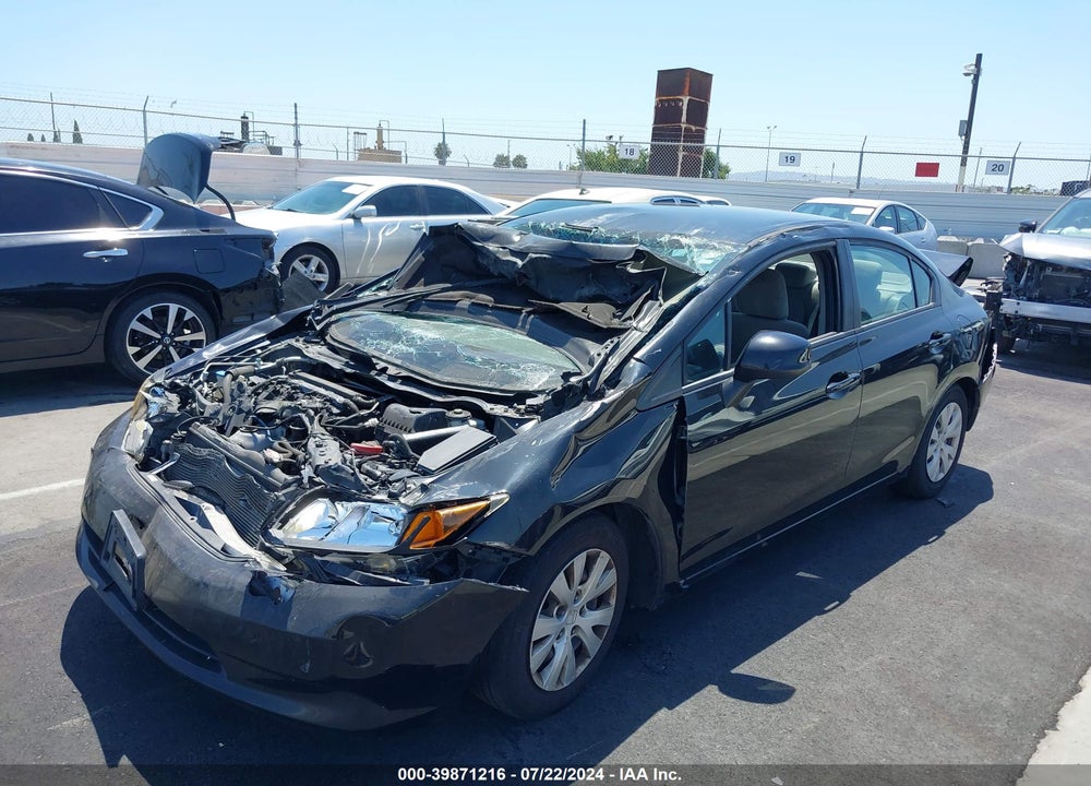2012 HONDA CIVIC LX VIN: 19XFB2F51CE377161