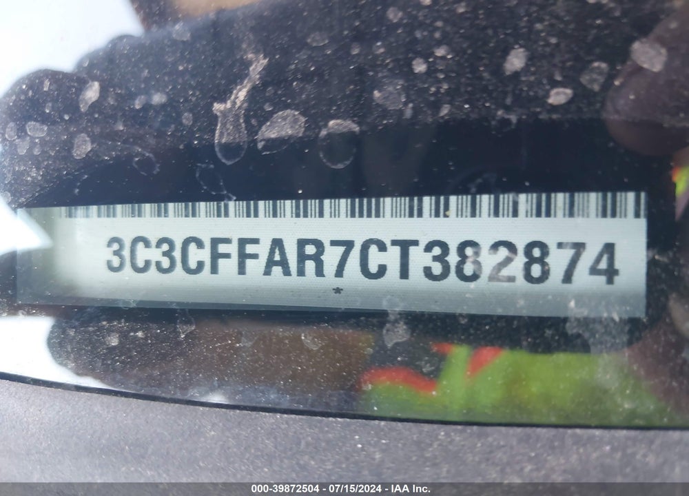 2012 FIAT 500 POP VIN: 3C3CFFAR7CT382874