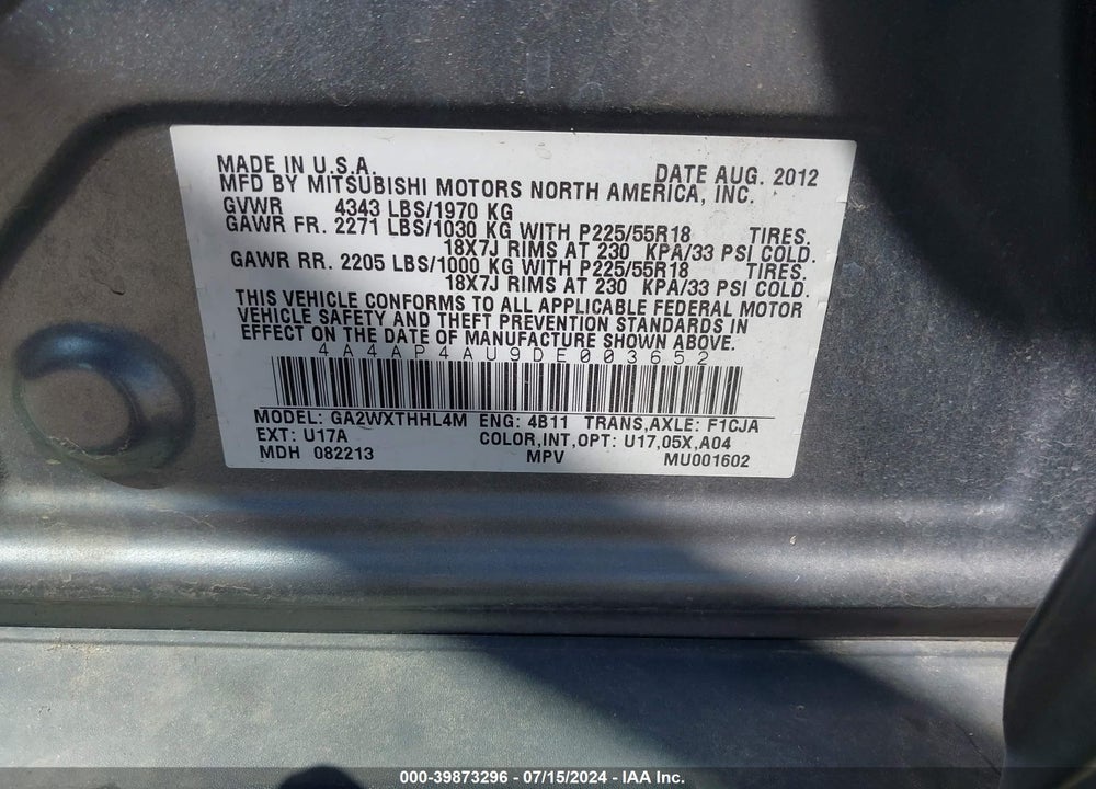 2013 MITSUBISHI OUTLANDER SPORT SE VIN: 4A4AP4AU9DE003652