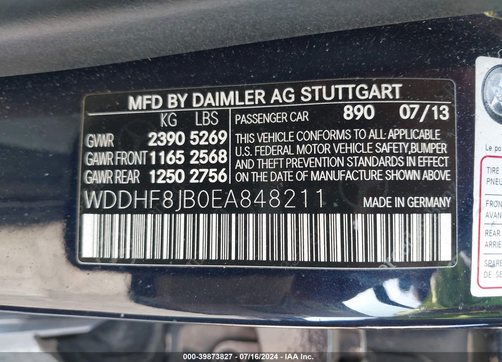 2014 MERCEDES-BENZ E 350 4MATIC VIN: WDDHF8JB0EA848211