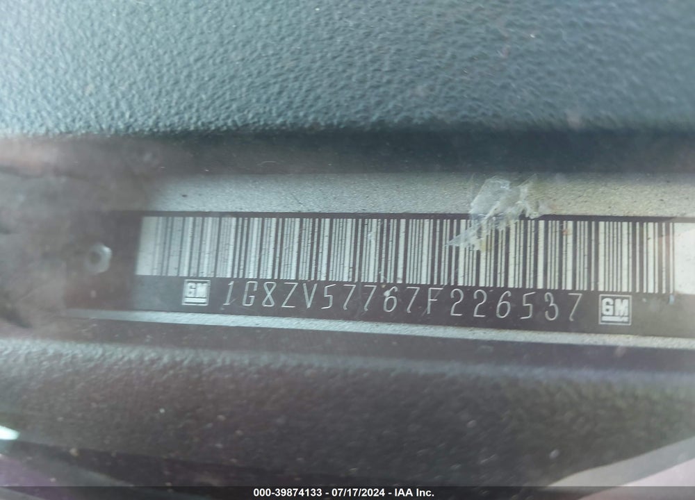2007 SATURN AURA XR VIN: 1G8ZV57767F226537