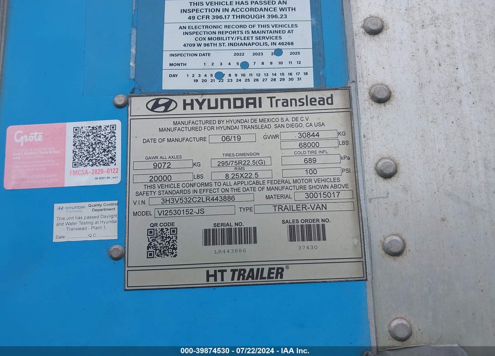 2020 HYUNDAI TRANSLEAD INC --- VIN: 3H3V532C2LR443886