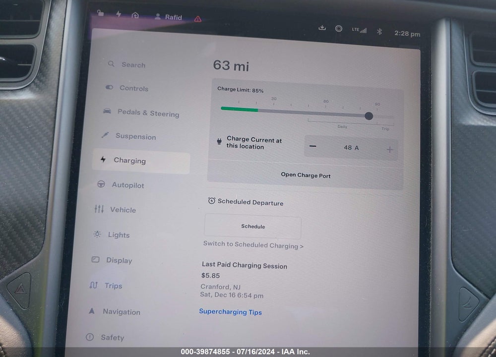 2019 TESLA MODEL S 100D/LONG RANGE/P100D/PERFORMANCE VIN: 5YJSA1E46KF308222