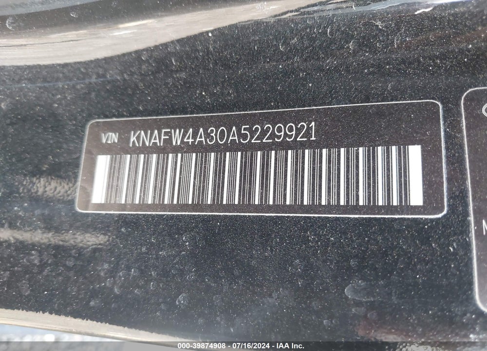 2010 KIA FORTE SX VIN: KNAFW4A30A5229921