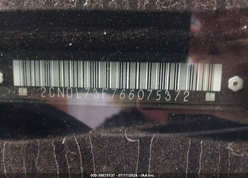 2006 CHEVROLET EQUINOX LT VIN: 2CNDL73F766075372