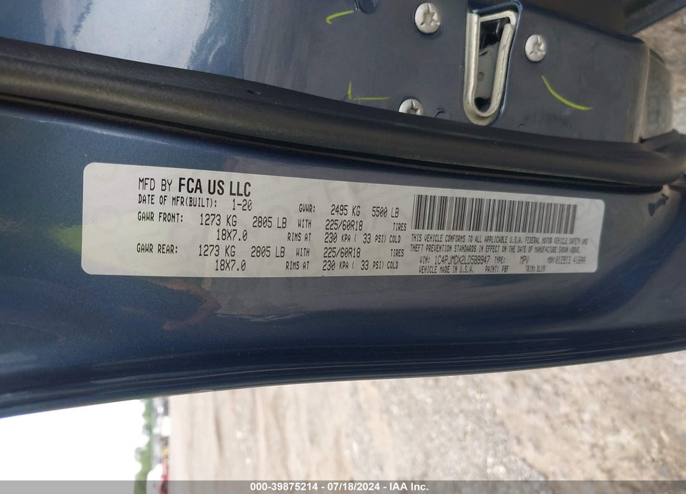 2020 JEEP CHEROKEE LIMITED 4X4 VIN: 1C4PJMDX2LD589947