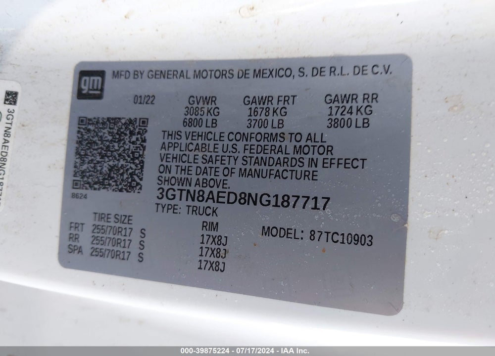 2022 GMC SIERRA 1500 LIMITED 2WD REGULAR CAB LONG BOX PRO VIN: 3GTN8AED8NG187717