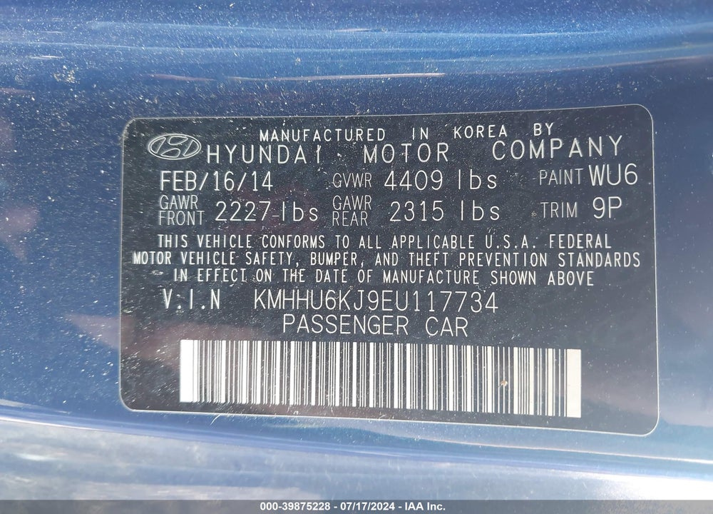 2014 HYUNDAI GENESIS 3.8 ULTIMATE VIN: KMHHU6KJ9EU117734