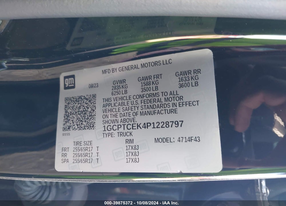 2023 CHEVROLET COLORADO 4WD SHORT BOX LT VIN: 1GCPTCEK4P1228797