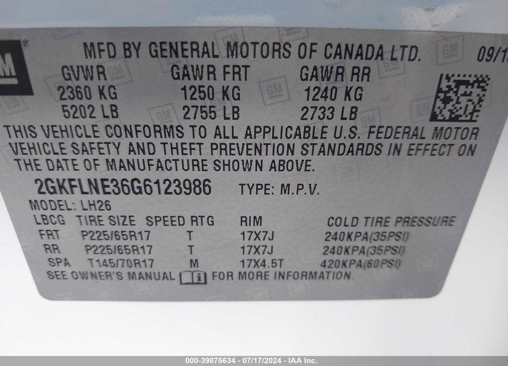 2016 GMC TERRAIN SLE-2 VIN: 2GKFLNE36G6123986
