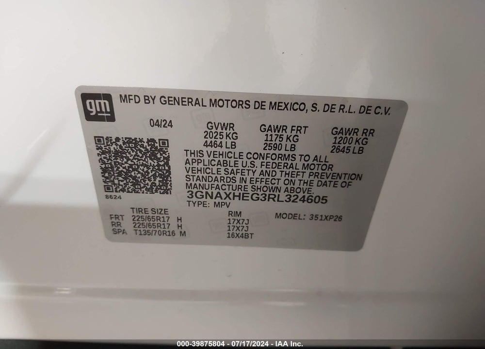 2024 CHEVROLET EQUINOX FWD LS VIN: 3GNAXHEG3RL324605