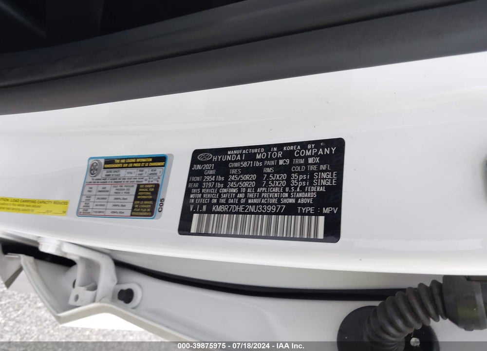 2022 HYUNDAI PALISADE CALLIGRAPHY VIN: KM8R7DHE2NU339977