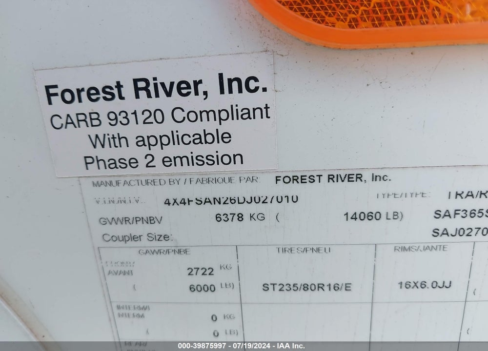 2013 FOREST RIVER SANDPIPER 365SAQ VIN: 4X4FSAN26DJ027010