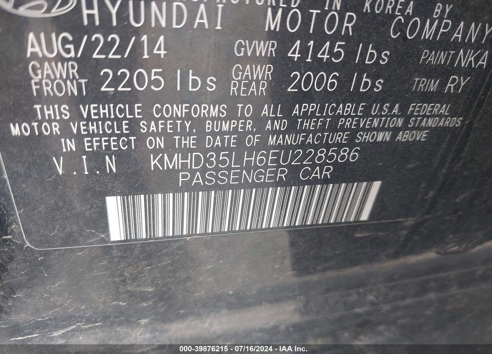 2014 HYUNDAI ELANTRA GT VIN: KMHD35LH6EU228586