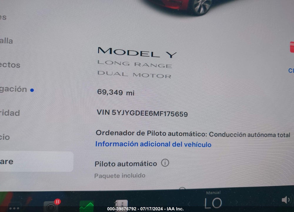 2021 TESLA MODEL Y LONG RANGE DUAL MOTOR ALL-WHEEL DRIVE VIN: 5YJYGDEE6MF175659