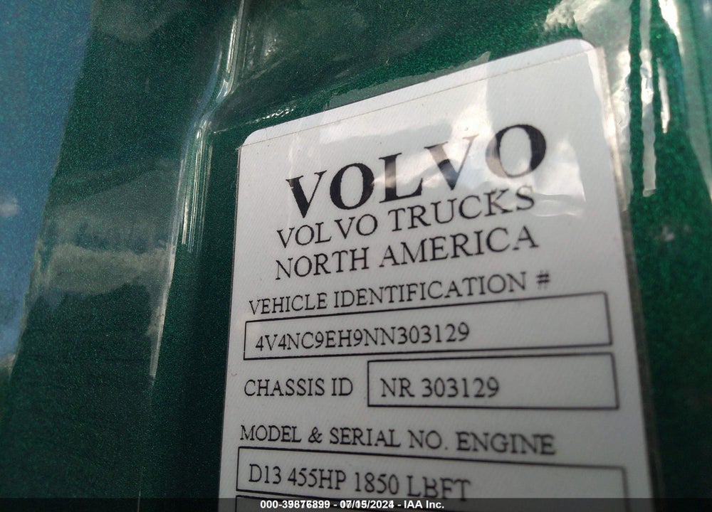 2022 VOLVO VNL VIN: 4V4NC9EH9NN303129