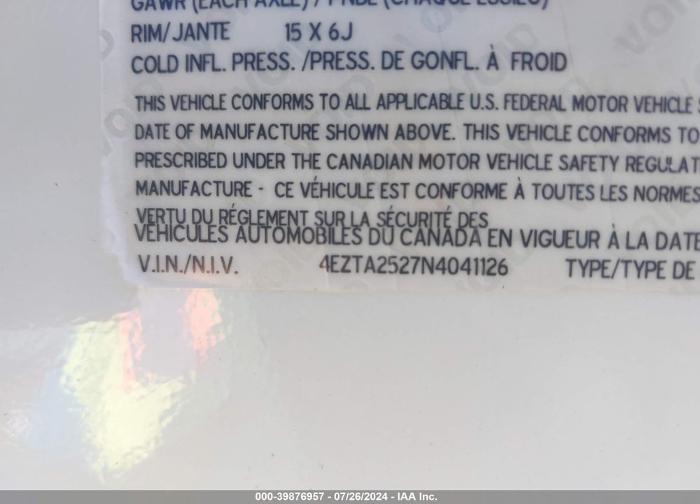 2022 K-Z INC TRAVEL TRAILER VIN: 4EZTA2527N4041126