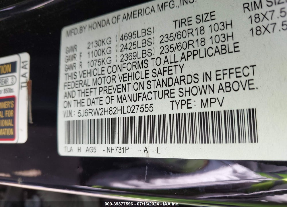 2017 HONDA CR-V EX-L/EX-L NAVI VIN: 5J6RW2H82HL027555