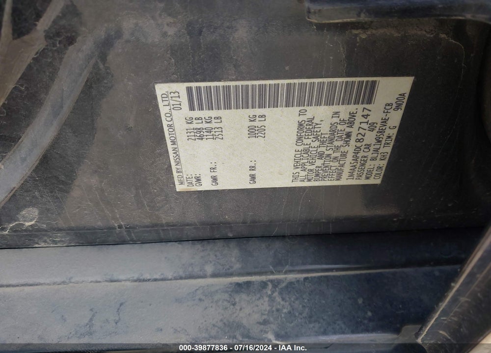 2013 NISSAN MAXIMA 3.5 SV VIN: 1N4AA5AP4DC827147