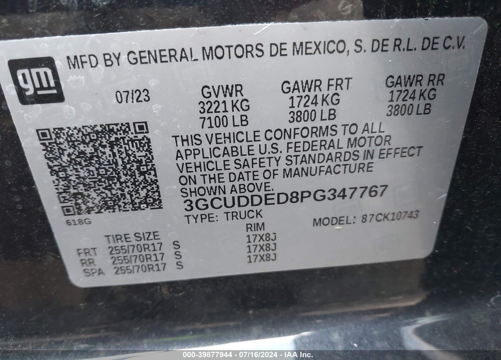 2023 CHEVROLET SILVERADO 1500 4WD STANDARD BED LT VIN: 3GCUDDED8PG347767