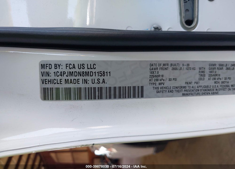 2021 JEEP CHEROKEE LIMITED 4X4 VIN: 1C4PJMDN8MD115811