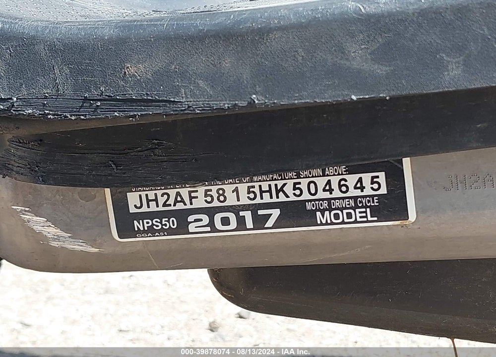 2017 HONDA NPS50 VIN: JH2AF5815HK504645