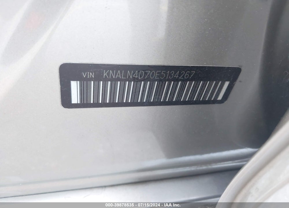 2014 KIA CADENZA PREMIUM VIN: KNALN4D70E5134267