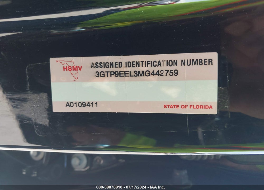 2021 GMC SIERRA 1500 VIN: 3GTP9EEL3MG442759