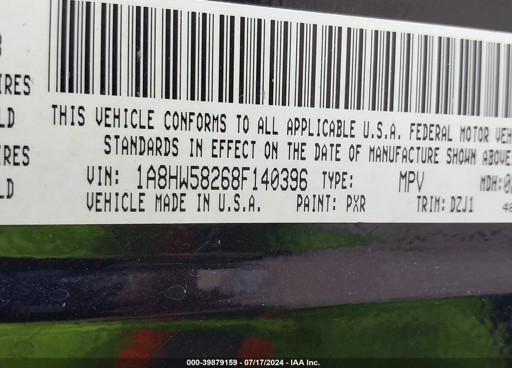 2008 CHRYSLER ASPEN LIMITED VIN: 1A8HW58268F140396