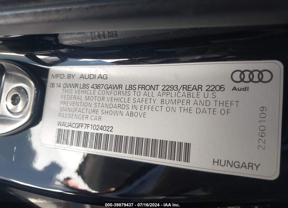2015 AUDI A3 1.8T PREMIUM VIN: WAUACGFF7F1024022