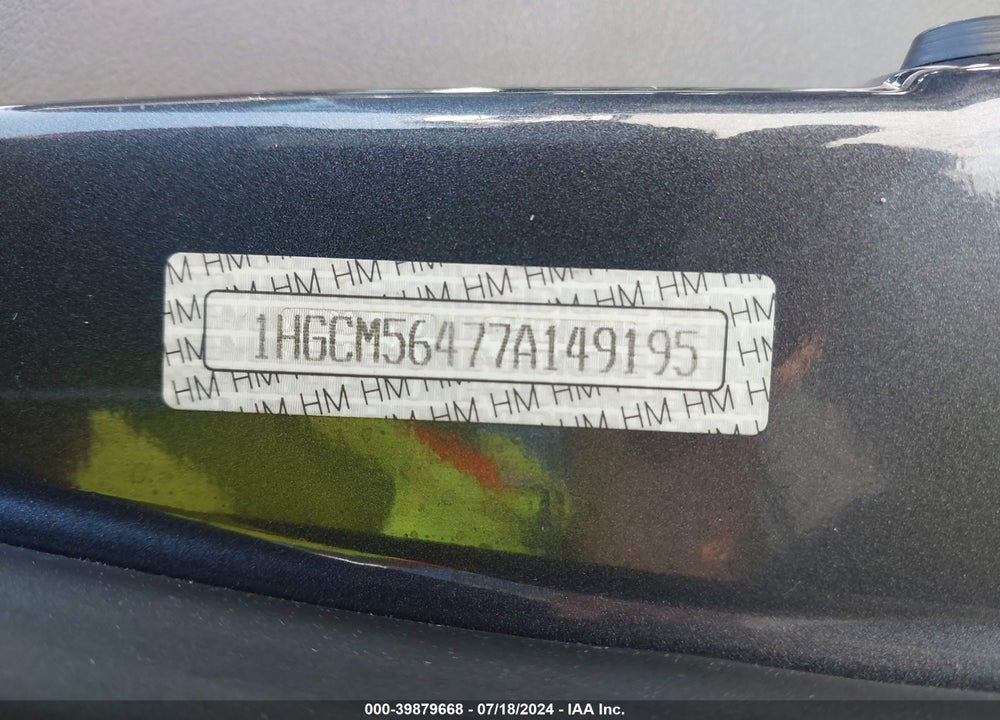 2007 HONDA ACCORD 2.4 LX VIN: 1HGCM56477A149195