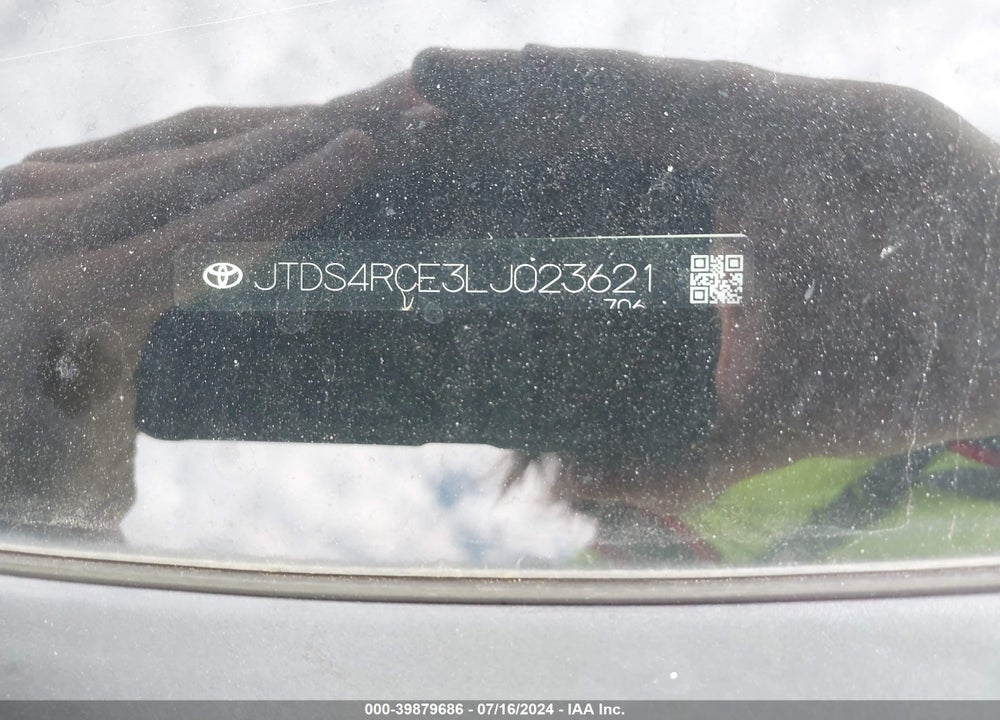 2020 TOYOTA COROLLA SE VIN: JTDS4RCE3LJ023621