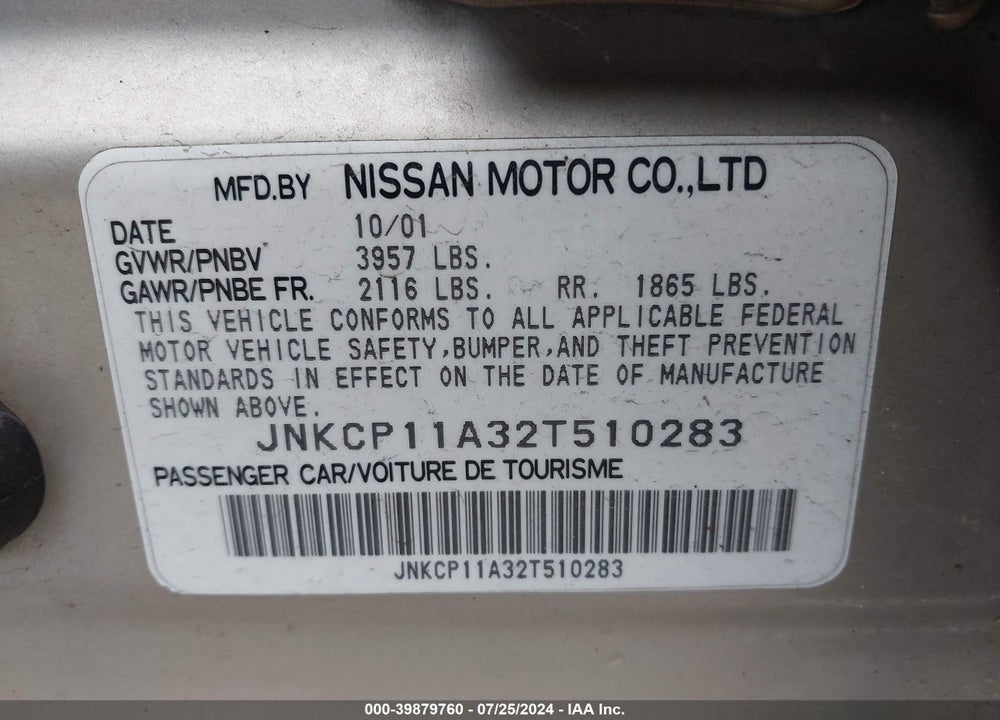 2002 INFINITI G20 LUXURY VIN: JNKCP11A32T510283