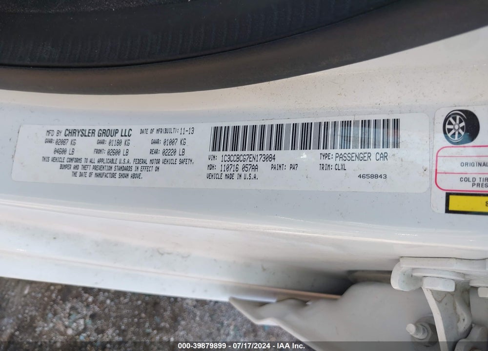 2014 CHRYSLER 200 VIN: 1C3CCBCG7EN173084