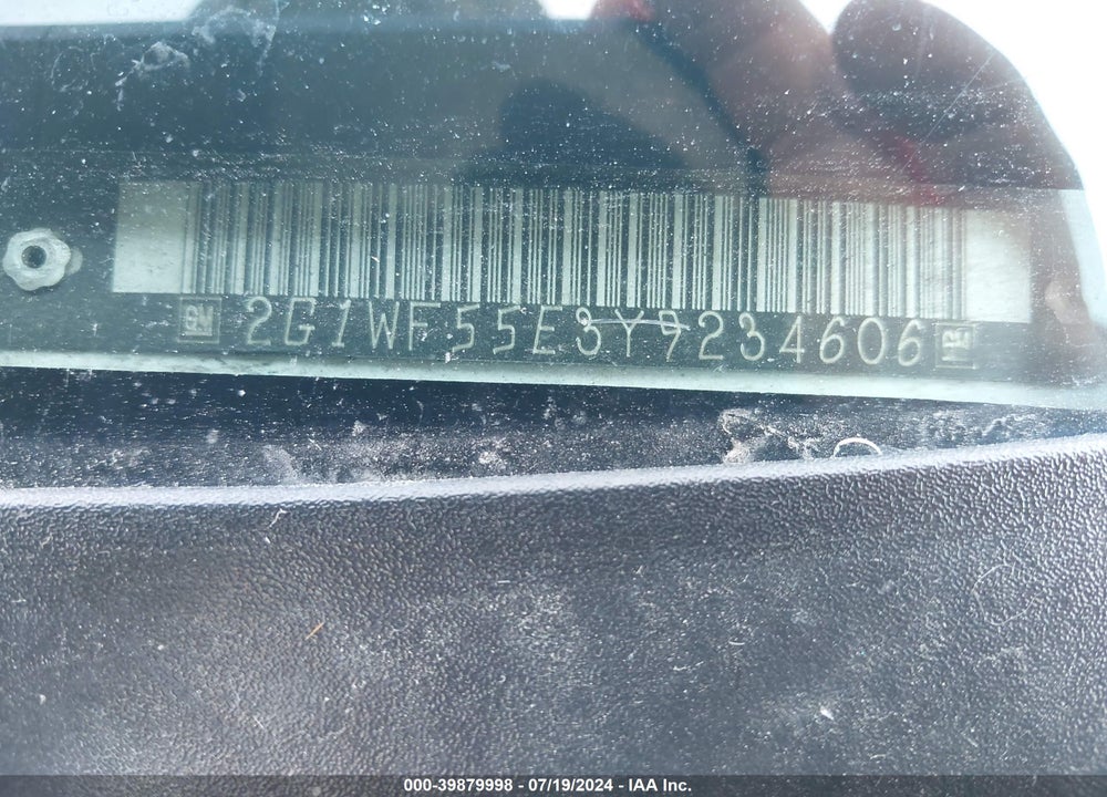 2000 CHEVROLET IMPALA VIN: 2G1WF55E3Y9234606
