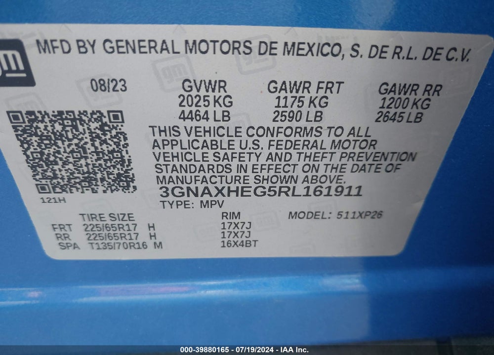 2024 CHEVROLET EQUINOX FWD LS VIN: 3GNAXHEG5RL161911