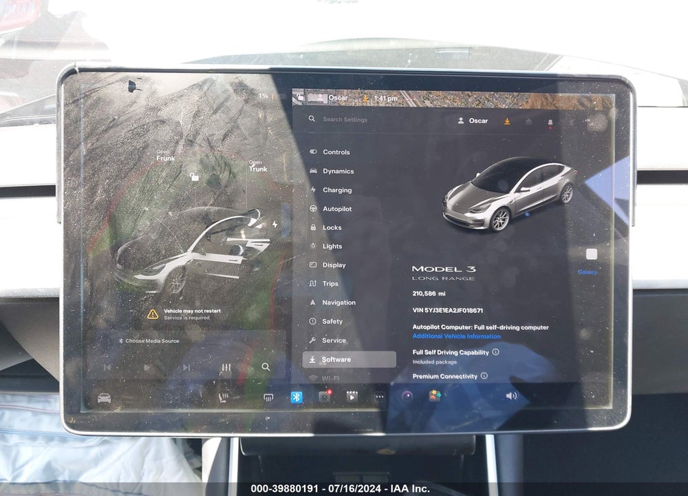 2018 TESLA MODEL 3 LONG RANGE/MID RANGE VIN: 5YJ3E1EA2JF018671