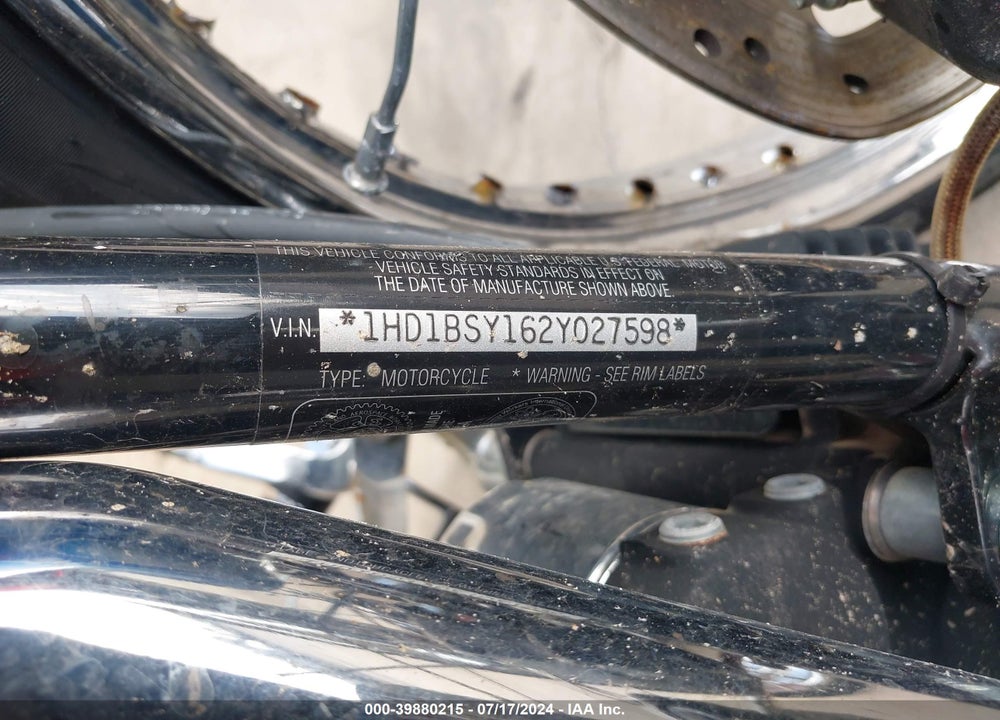 2002 HARLEY-DAVIDSON FXSTD VIN: 1HD1BSY162Y027598