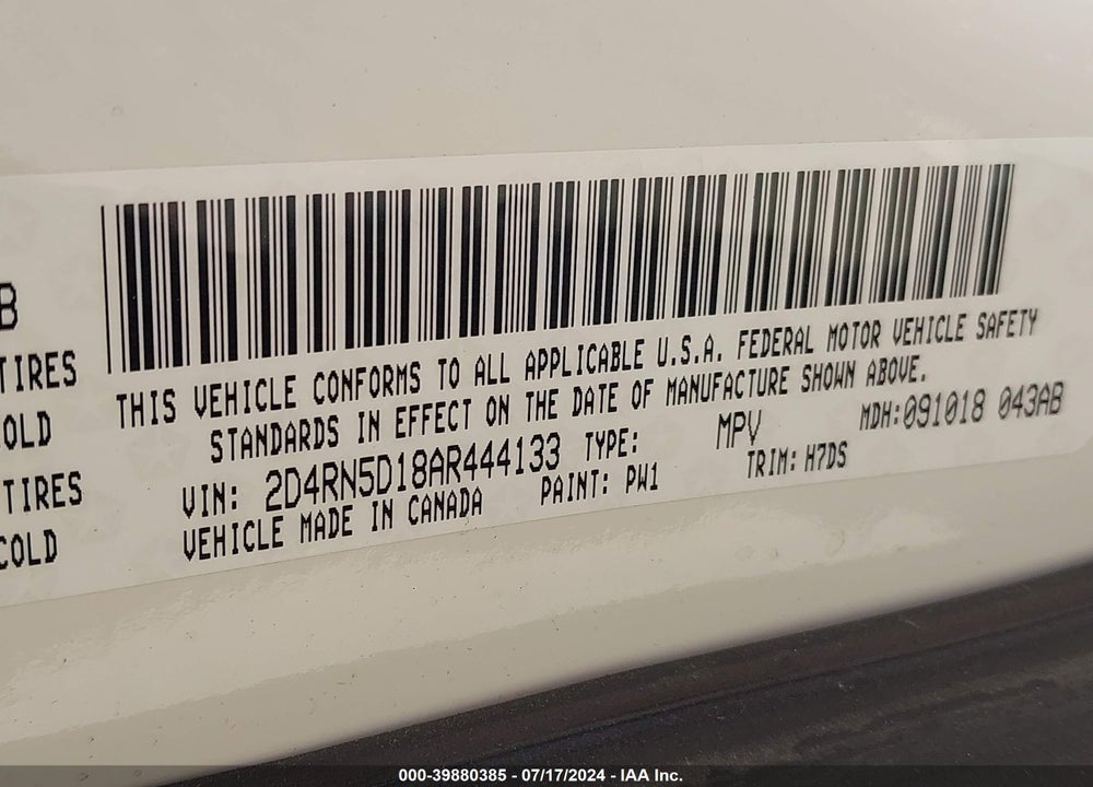 2010 DODGE GRAND CARAVAN SXT VIN: 2D4RN5D18AR444133