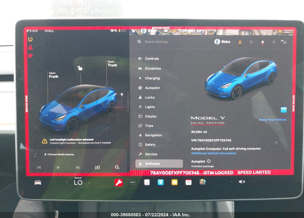 2023 TESLA MODEL Y AWD/PERFORMANCE DUAL MOTOR ALL-WHEEL DRIVE VIN: 7SAYGDEFXPF705745