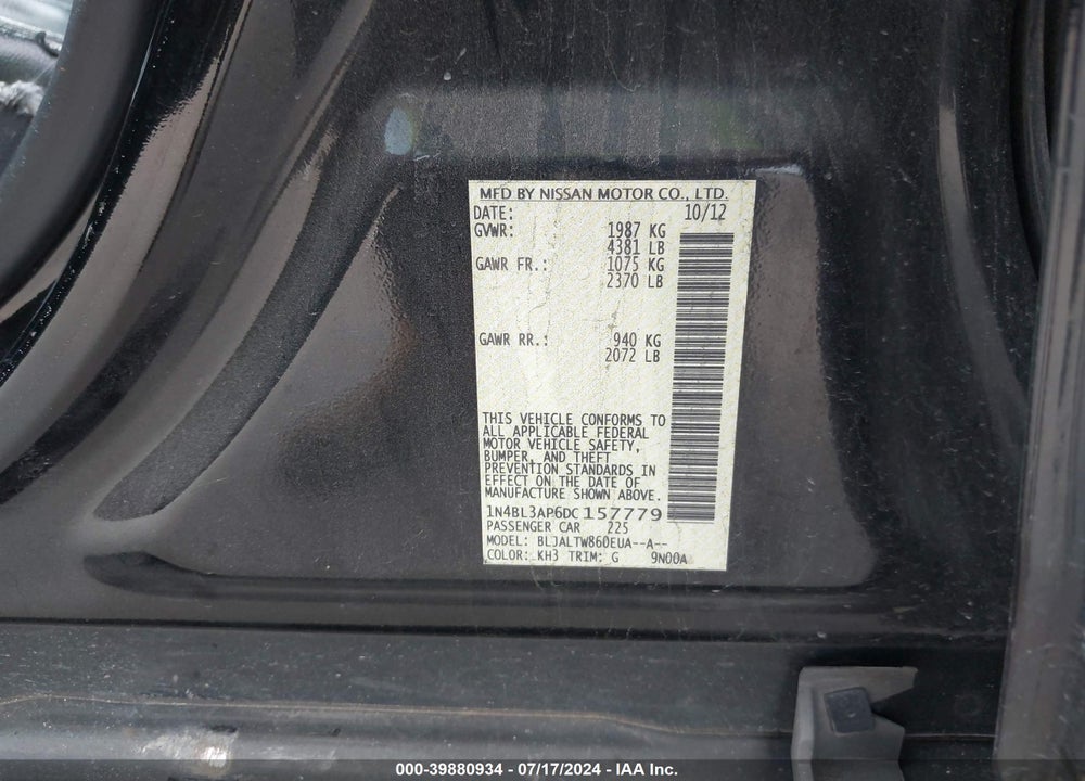 2013 NISSAN ALTIMA 3.5 SV VIN: 1N4BL3AP6DC157779
