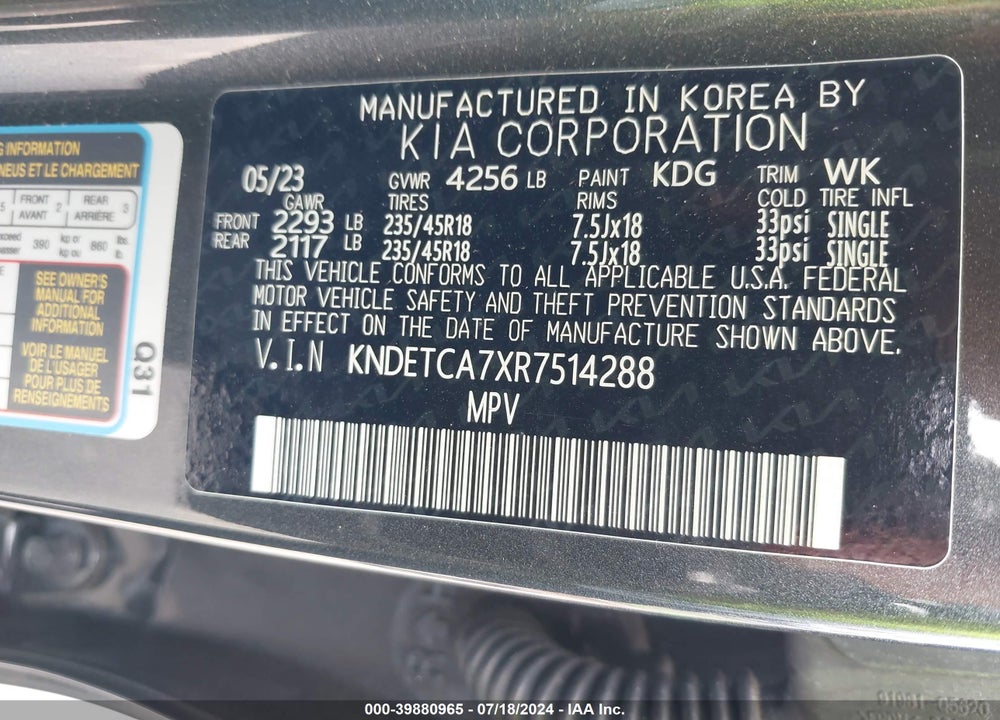 2024 KIA SELTOS SX TURBO VIN: KNDETCA7XR7514288