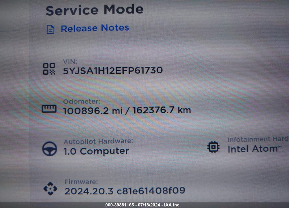 2014 TESLA MODEL S P85 VIN: 5YJSA1H12EFP61730